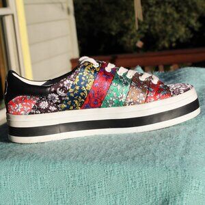 Alice + Olivia Unique Leather Insole Silk Top Only Worn a Few Times Size 9 1/2